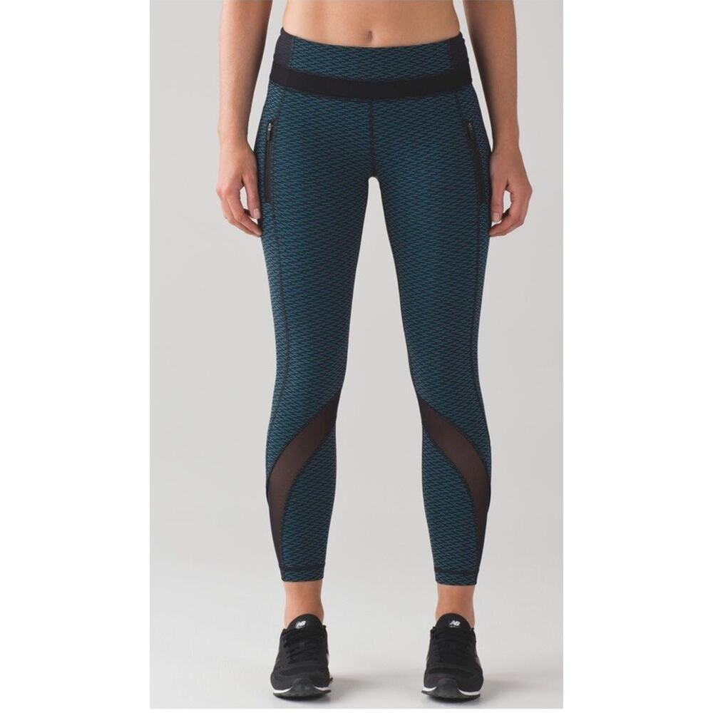 Lululemon Athletica Inspire Tight‎ II Jacquard Black Indian Ocean, Size 6
